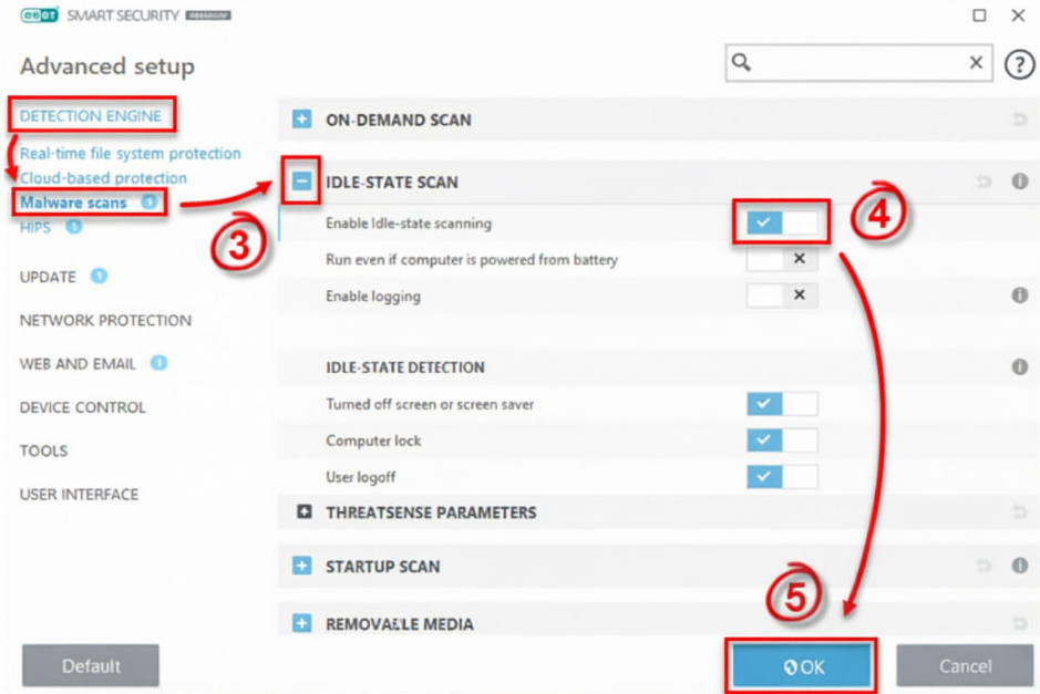 تنظیمات اسکن در حالت بیکار ESET